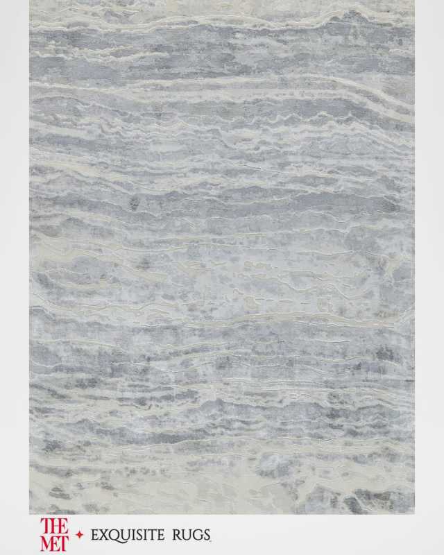 Travertine Hand-Loomed Silver Rug, 6' x 9'